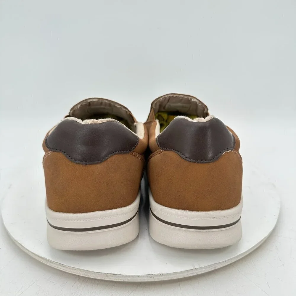 Izod Memory Foam Men Size 13M Brown Leather Elastic Pull On Casual Shoes